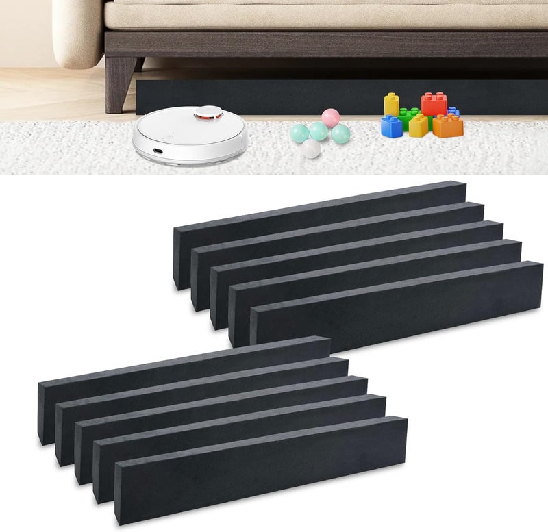 GRETMIX 10 قطع حواجز تحت الأريكة، 17" طول × 3.2" ارتفاع إسفنجية تحت الأثاث مع لاصق قوي، تمنع دخول الحيوانات الأليفة والألعاب تحت الأريكة أو السرير، سهلة التركيب - Image 1